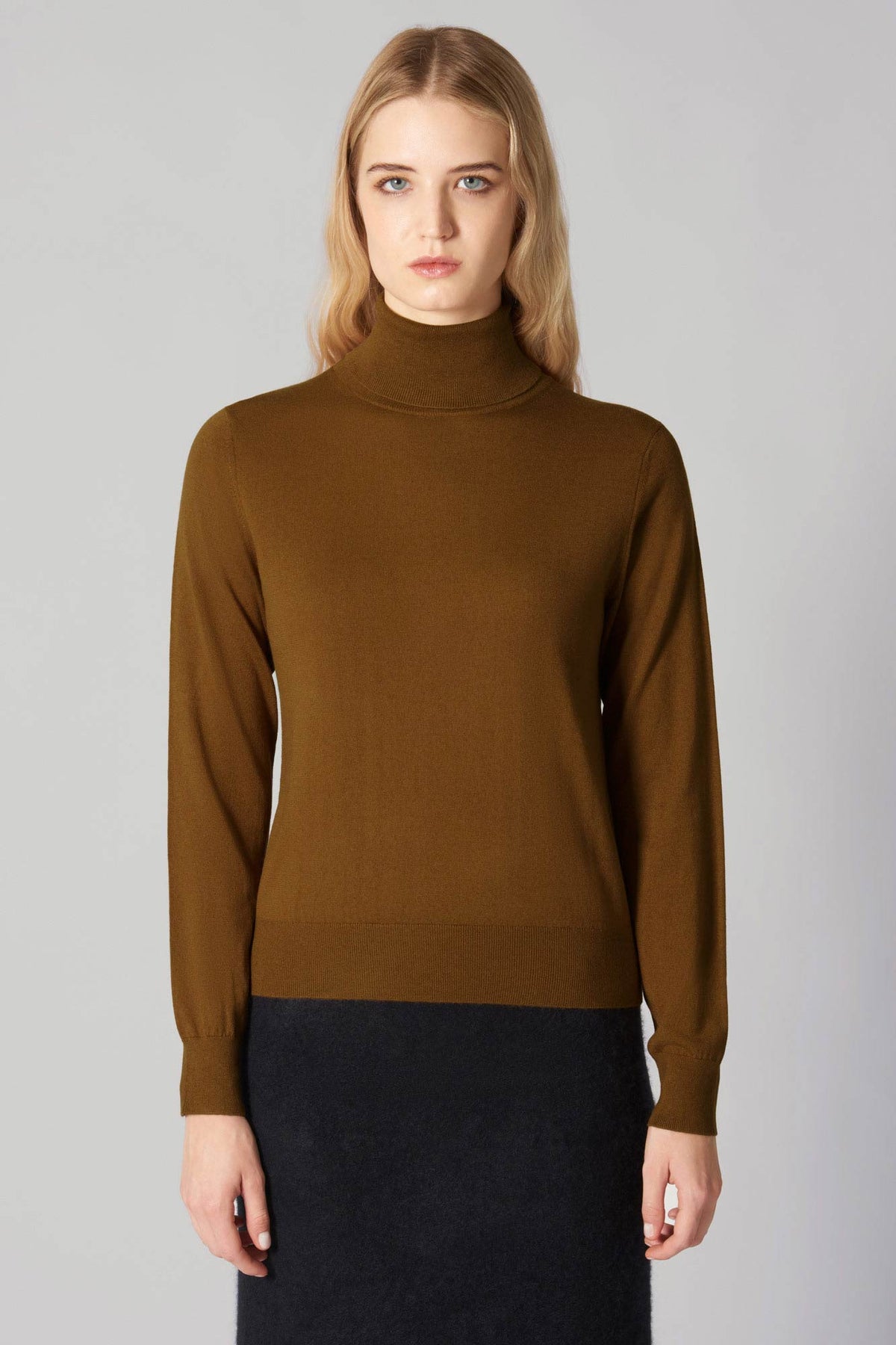 Maglia Dolcevita in Seta Cashmere Extrafine Terracotta