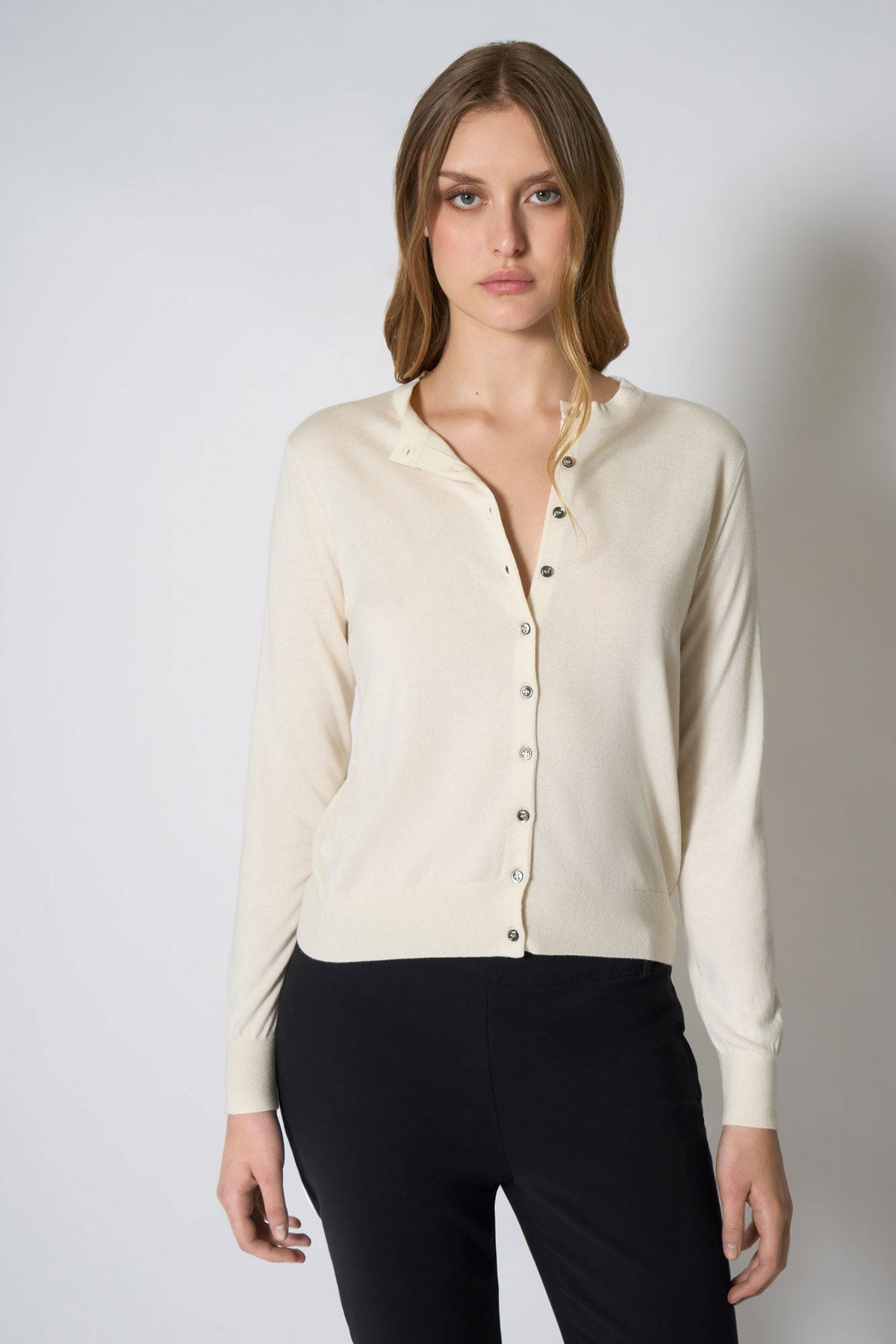 Cardigan in Seta Cashmere Extrafine Avorio