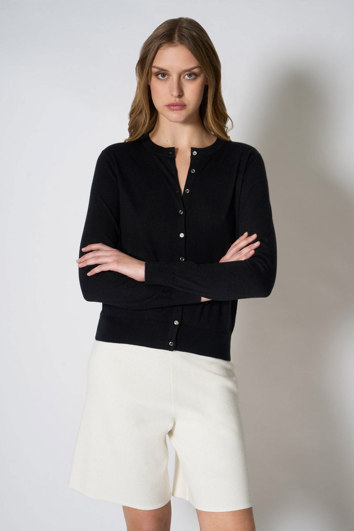 Cardigan in Seta Cashmere Extrafine Nero