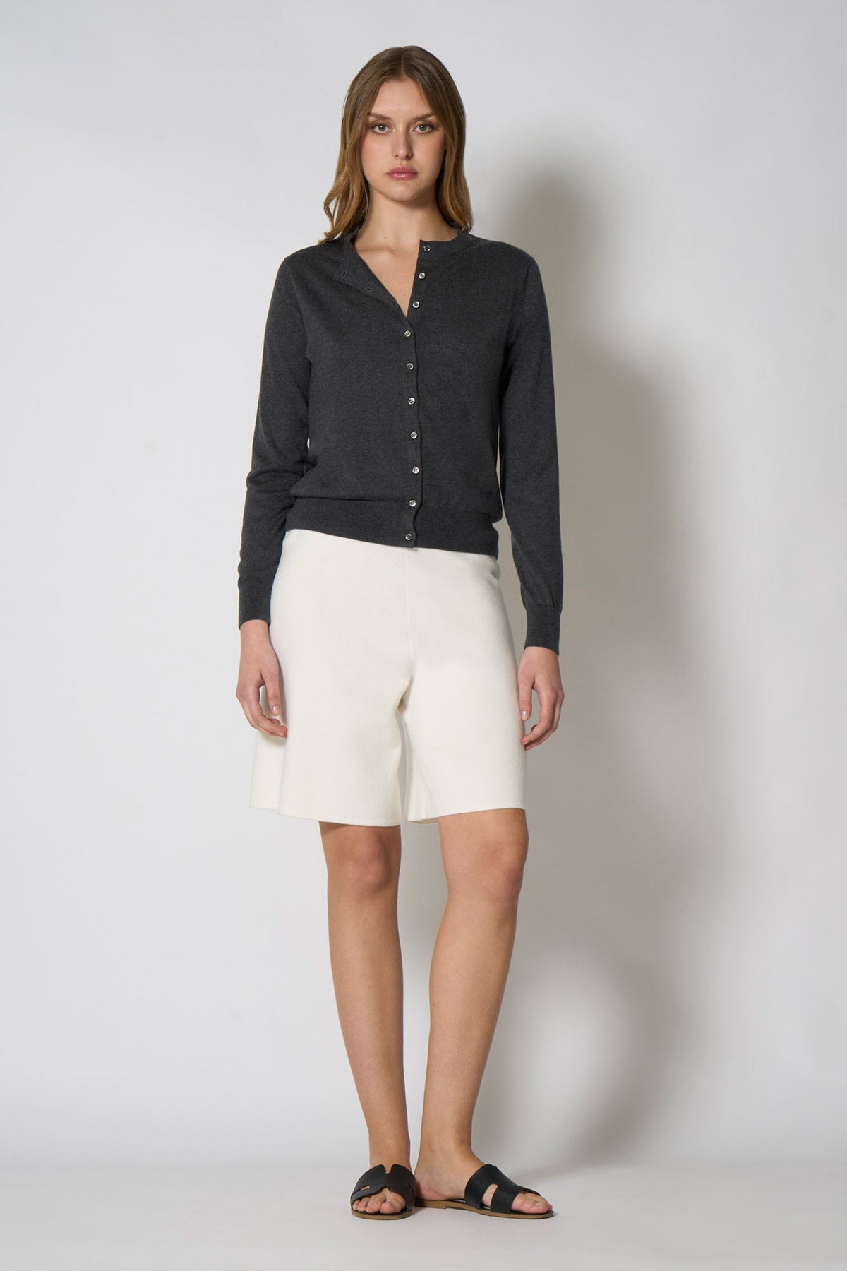 Cardigan in Seta Cashmere Extrafine Grigio
