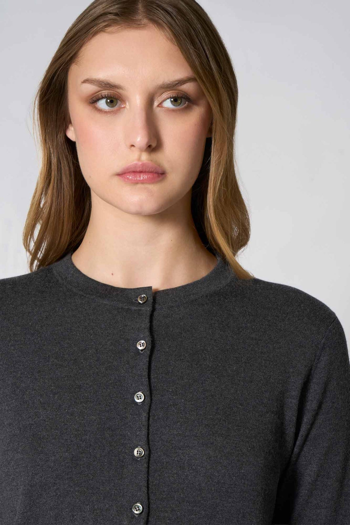 Cardigan in Seta Cashmere Extrafine Grigio