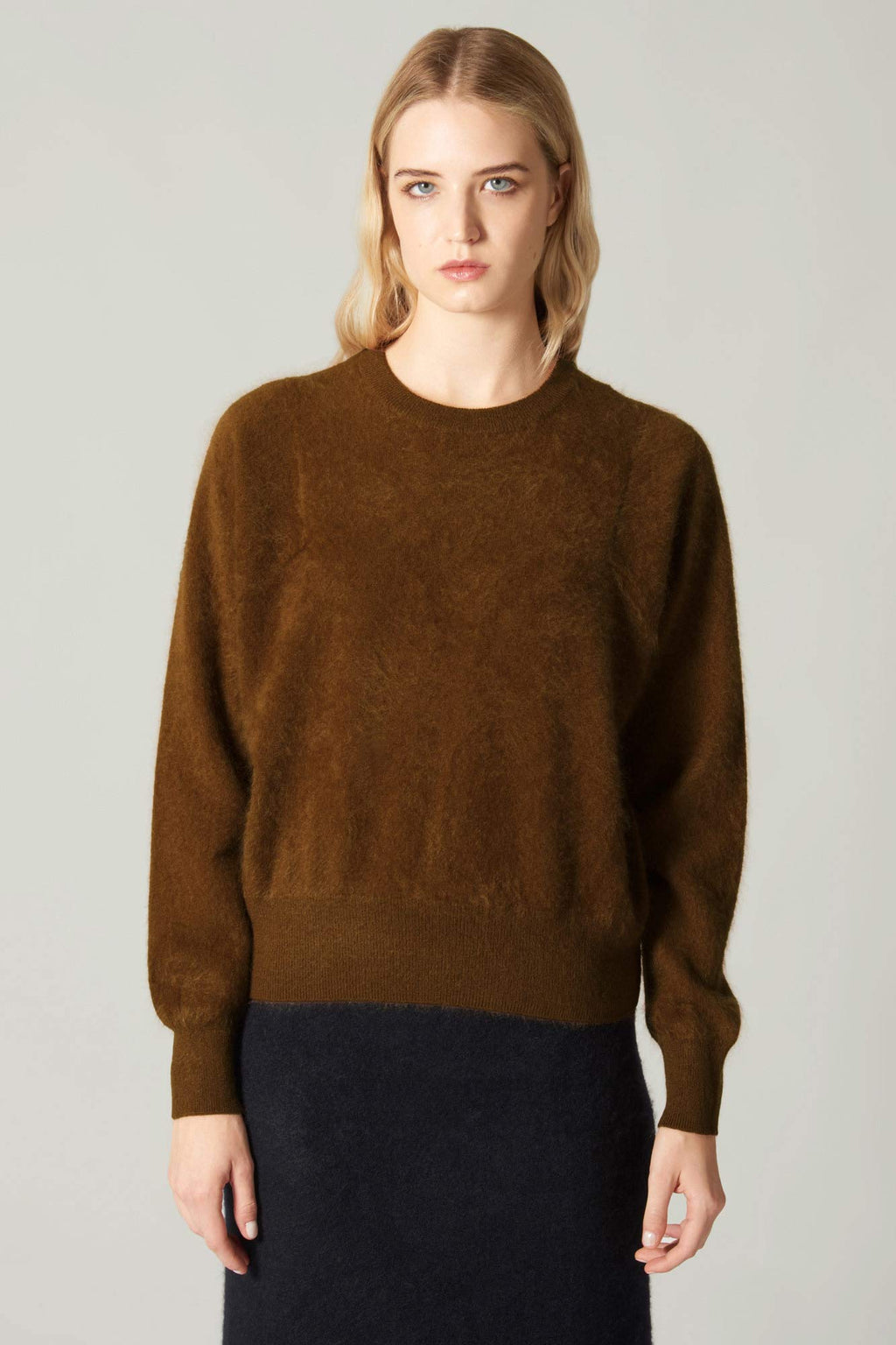 Girocollo Maniche Squadrate in Puro Cashmere Spazzolato Terracotta