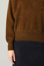 Girocollo Maniche Squadrate in Puro Cashmere Spazzolato Terracotta