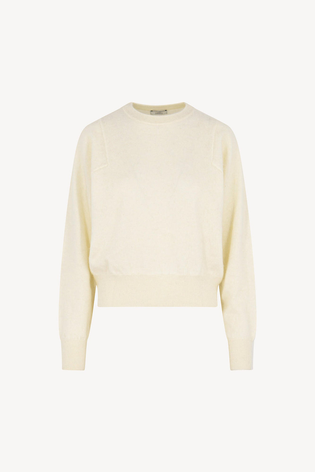 Girocollo Maniche Squadrate in Puro Cashmere Spazzolato Latte
