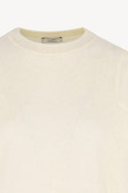 Girocollo Maniche Squadrate in Puro Cashmere Spazzolato Latte