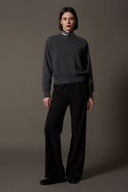 Girocollo Maniche Squadrate in Puro Cashmere Spazzolato Ardesia