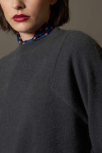 Girocollo Maniche Squadrate in Puro Cashmere Spazzolato Ardesia