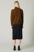 Maglia a Collo Alto in Puro Cashmere Spazzolato Terracotta