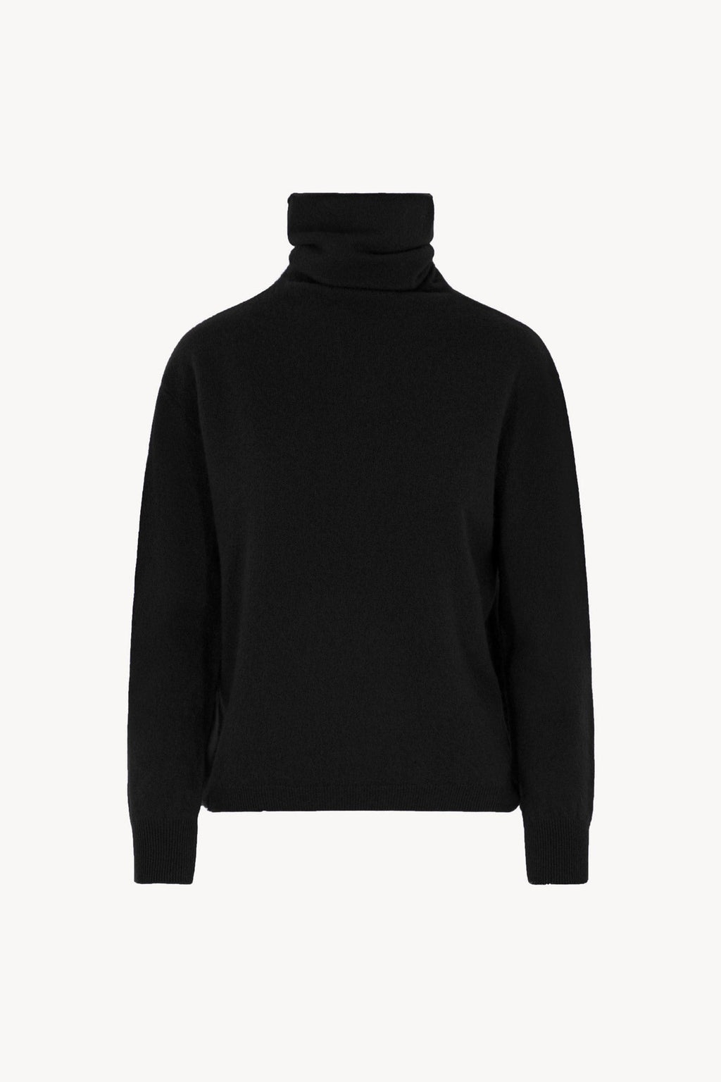Maglia a Collo Alto in Puro Cashmere Spazzolato Nero