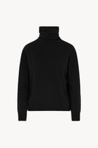 Maglia a Collo Alto in Puro Cashmere Spazzolato Nero