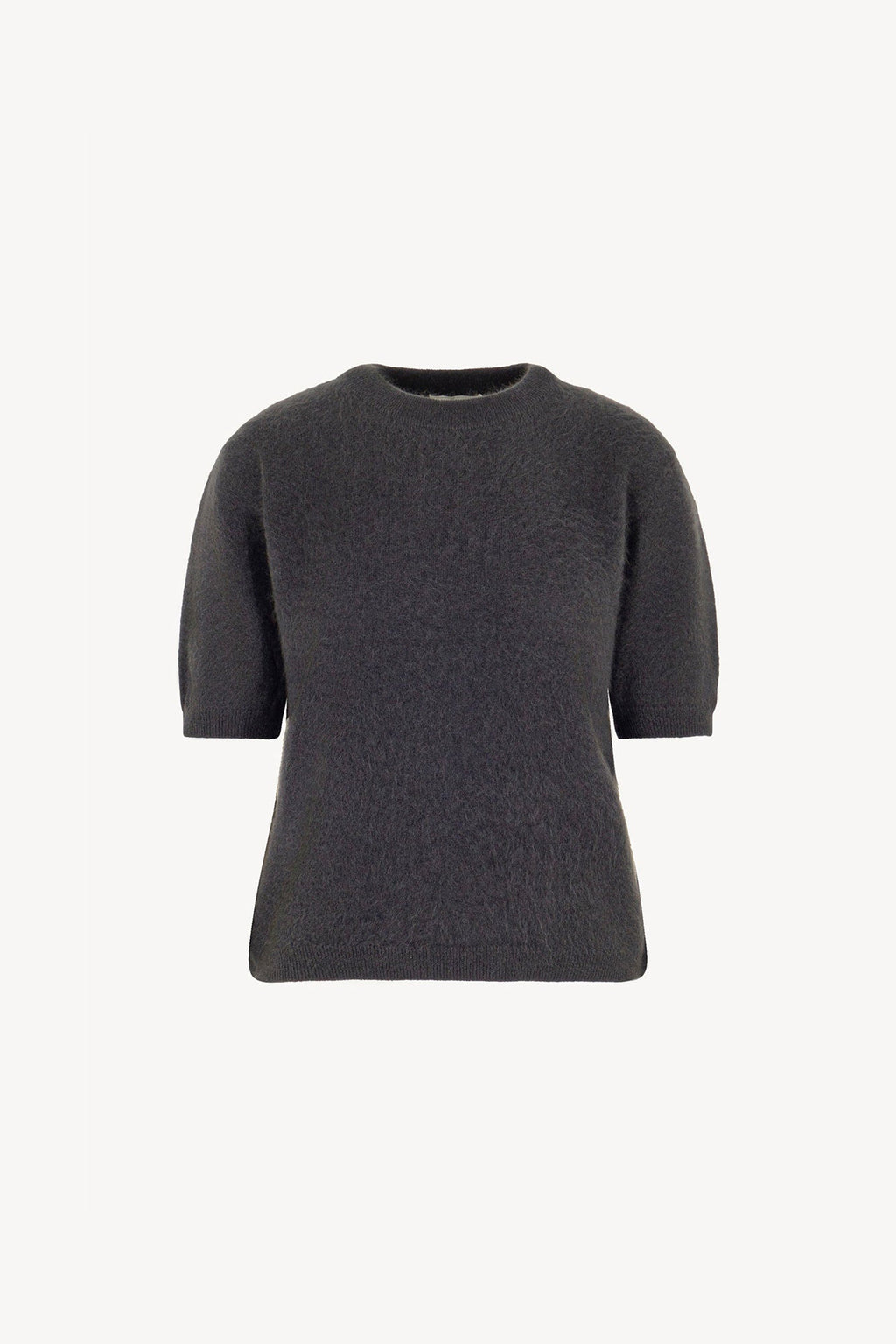Girocollo Mezza Manica in Puro Cashmere Spazzolato Ardesia