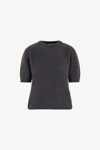 Girocollo Mezza Manica in Puro Cashmere Spazzolato Ardesia