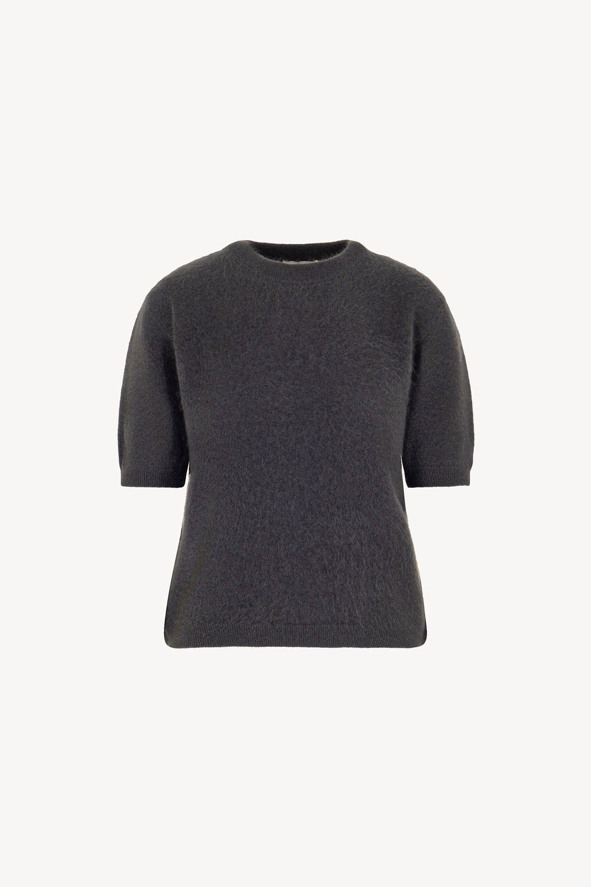 Girocollo Mezza Manica in Puro Cashmere Spazzolato Ardesia