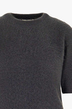 Girocollo Mezza Manica in Puro Cashmere Spazzolato Ardesia