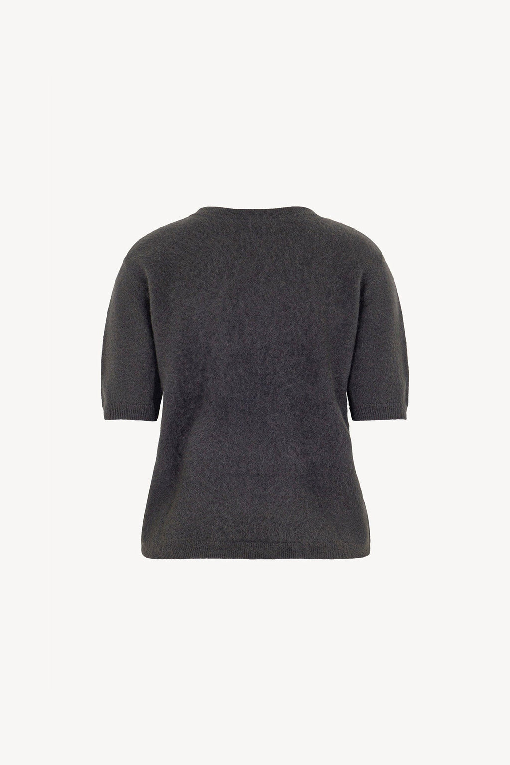 Girocollo Mezza Manica in Puro Cashmere Spazzolato Ardesia