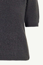 Girocollo Mezza Manica in Puro Cashmere Spazzolato Ardesia