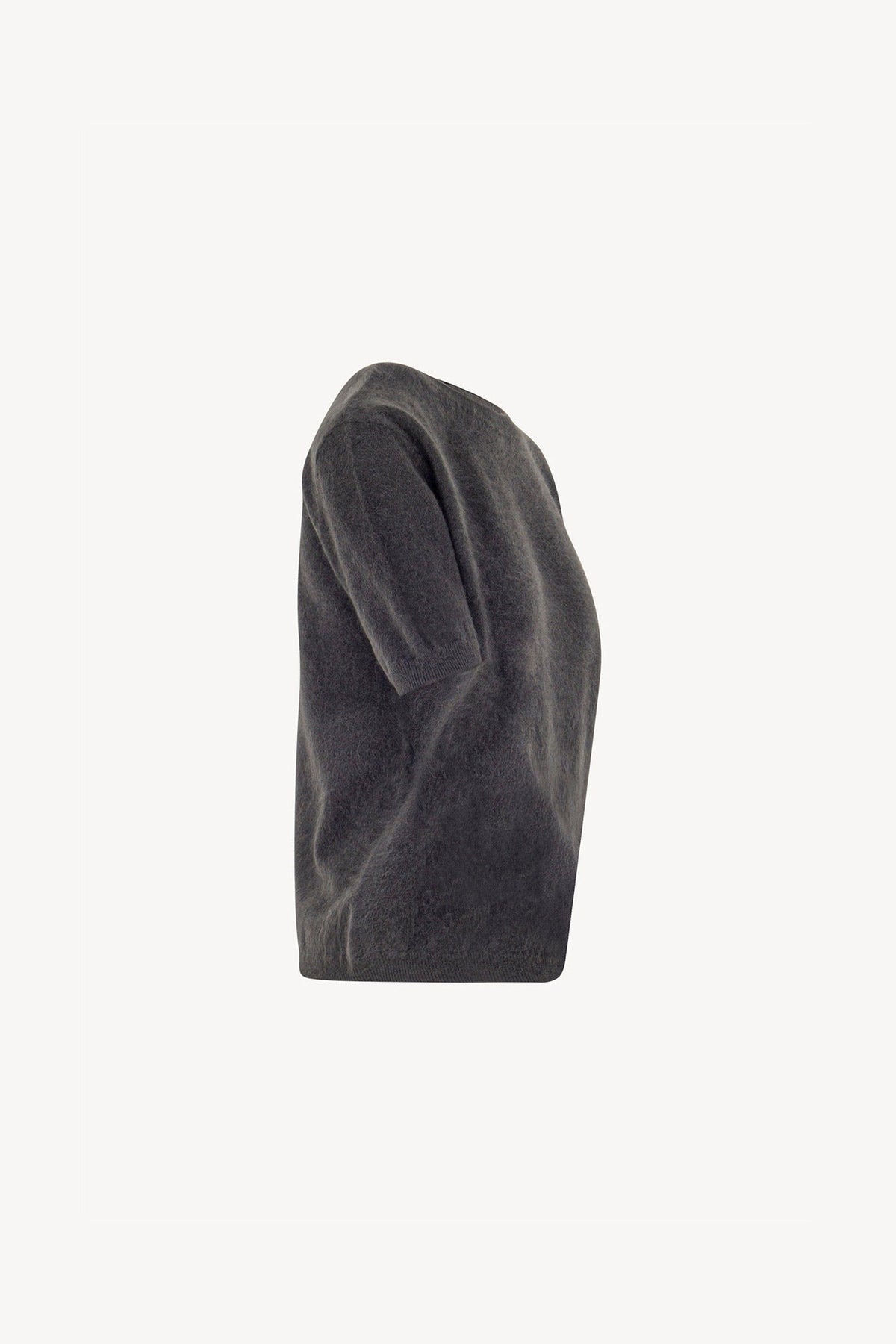 Girocollo Mezza Manica in Puro Cashmere Spazzolato Ardesia
