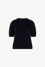 Girocollo Mezza Manica in Puro Cashmere Spazzolato Nero