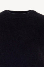 Girocollo Mezza Manica in Puro Cashmere Spazzolato Nero