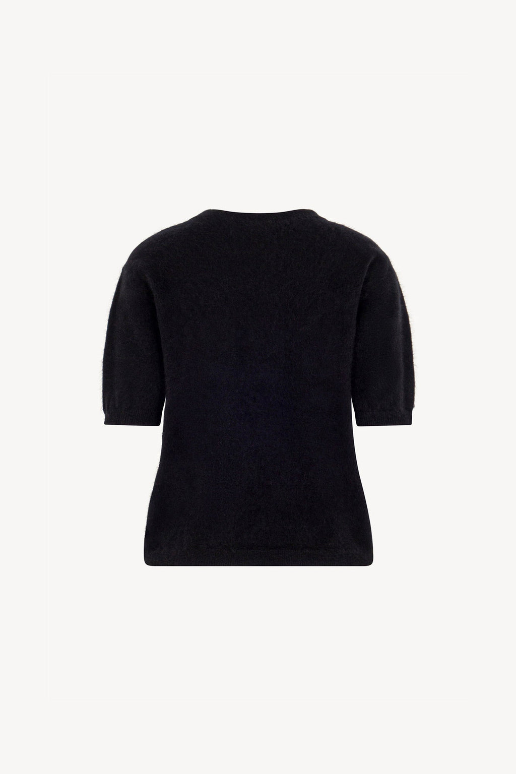 Girocollo Mezza Manica in Puro Cashmere Spazzolato Nero