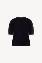 Girocollo Mezza Manica in Puro Cashmere Spazzolato Nero