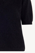 Girocollo Mezza Manica in Puro Cashmere Spazzolato Nero
