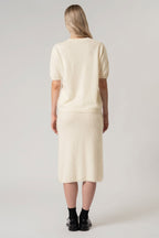 Gonna Longuette in Puro Cashmere Spazzolato Latte