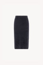 Gonna Longuette in Puro Cashmere Spazzolato Ardesia