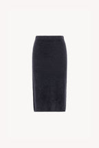 Gonna Longuette in Puro Cashmere Spazzolato Ardesia