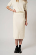 Gonna Longuette in Puro Cashmere Spazzolato Ardesia
