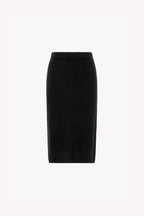 Gonna Longuette in Puro Cashmere Spazzolato Nero