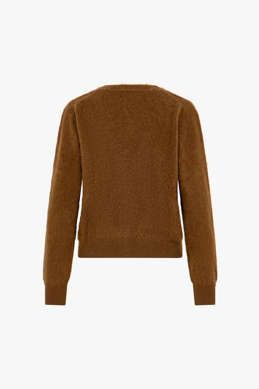Cardigan Scollo a V in Puro Cashmere Spazzolato Terracotta