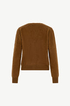 Cardigan Scollo a V in Puro Cashmere Spazzolato Terracotta