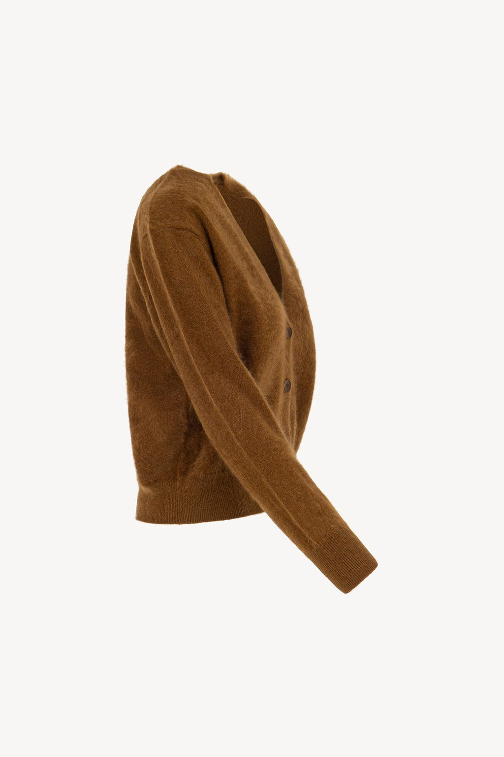 Cardigan Scollo a V in Puro Cashmere Spazzolato Terracotta