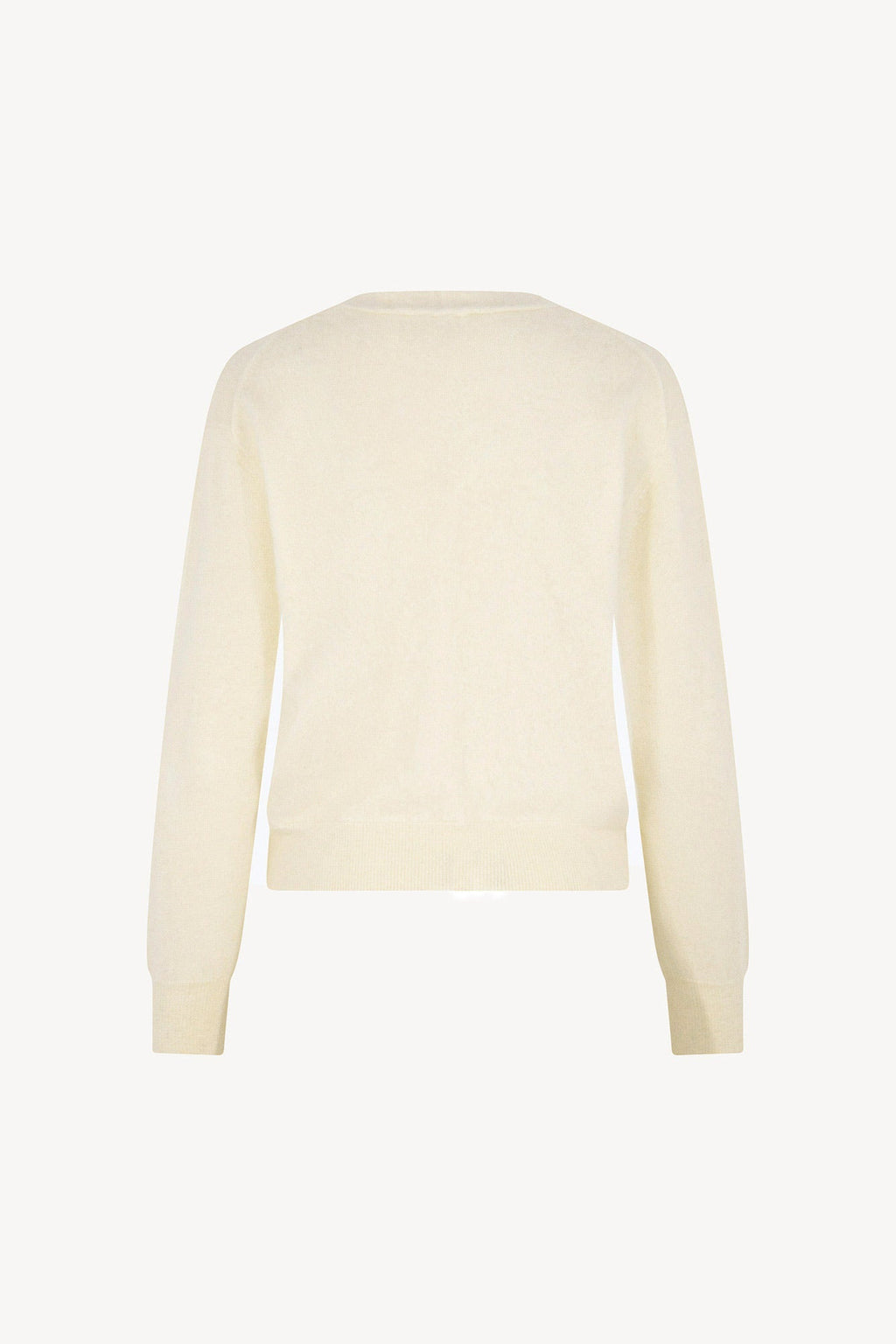 Cardigan Scollo a V in Puro Cashmere Spazzolato Latte