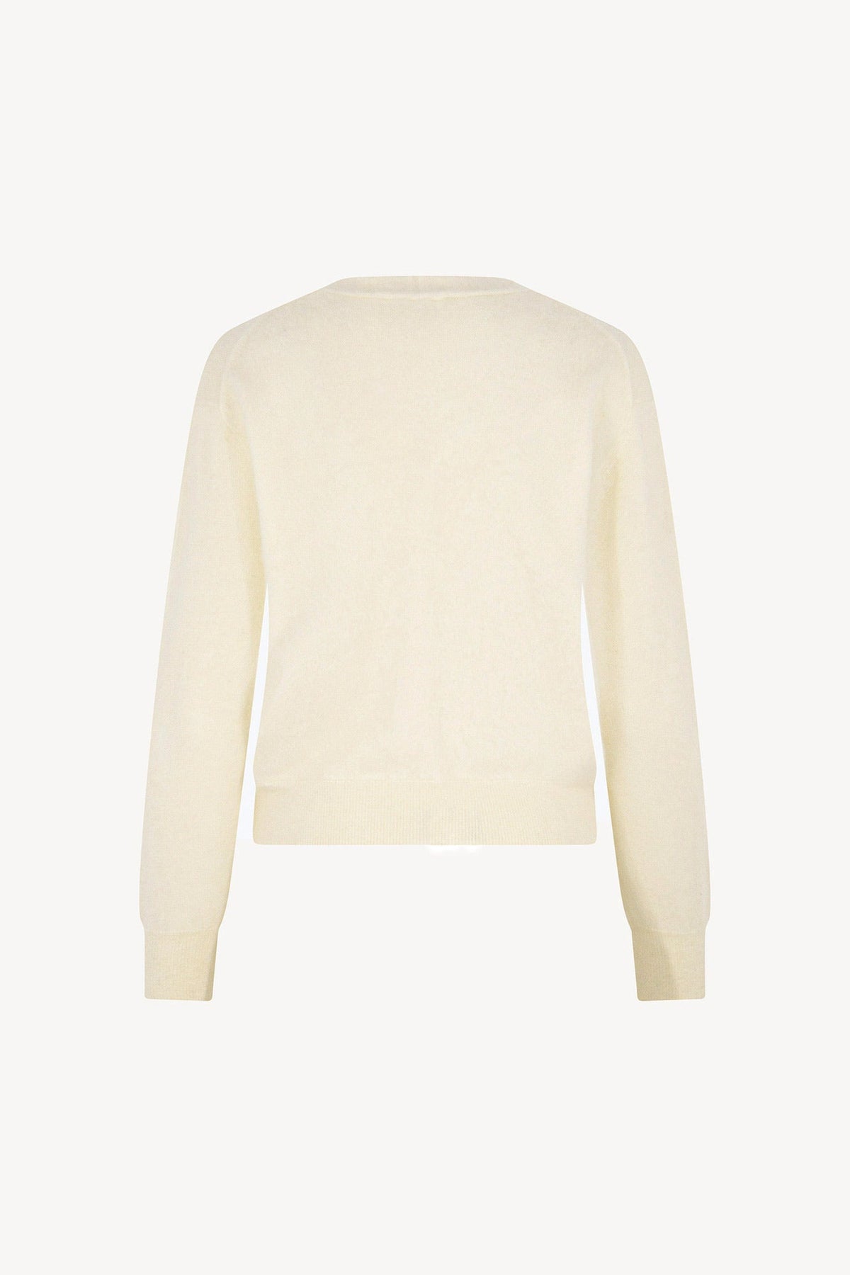Cardigan Scollo a V in Puro Cashmere Spazzolato Latte