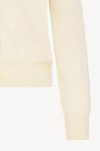 Cardigan Scollo a V in Puro Cashmere Spazzolato Latte