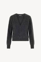 Cardigan Scollo a V in Puro Cashmere Spazzolato Ardesia