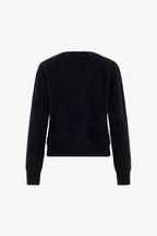 Cardigan Scollo a V in Puro Cashmere Spazzolato Nero