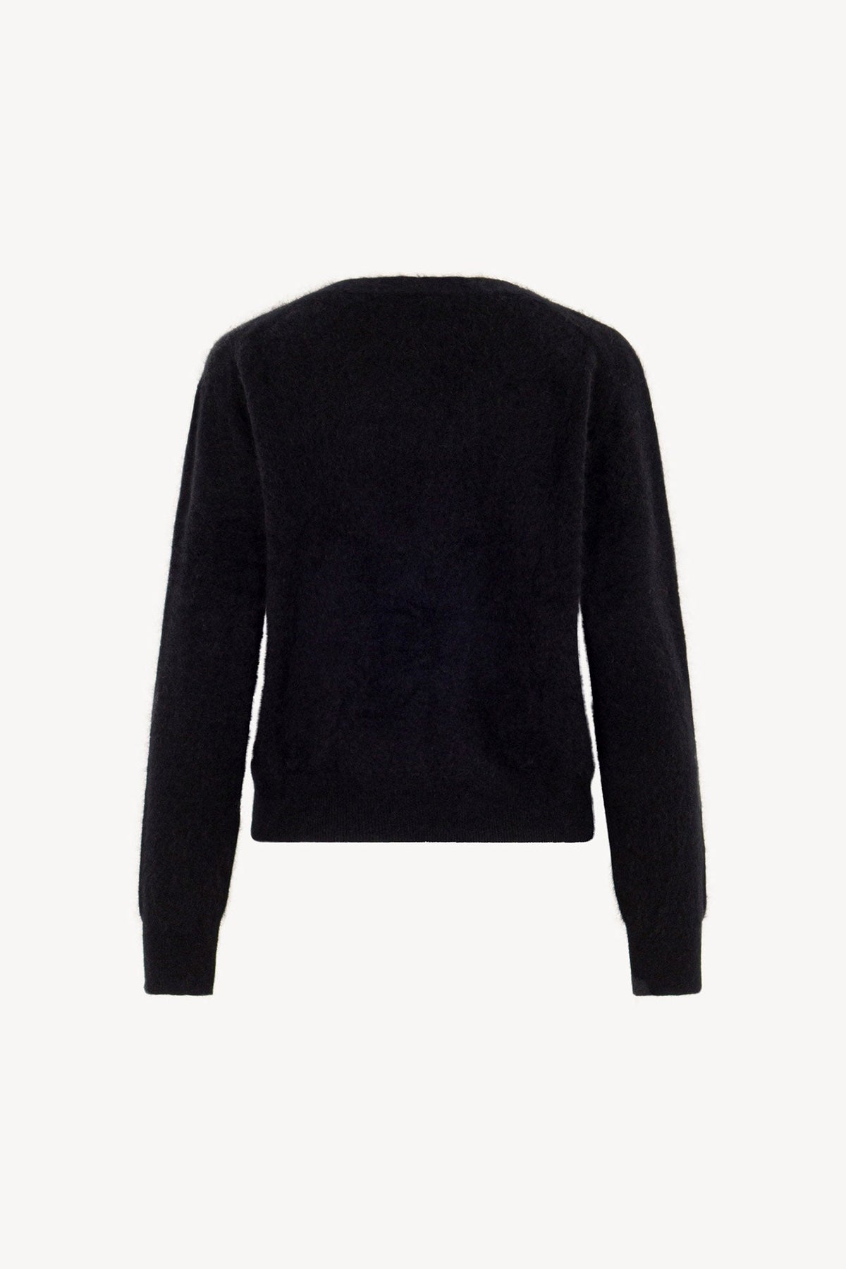 Cardigan Scollo a V in Puro Cashmere Spazzolato Nero