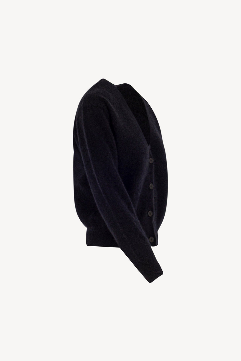 Cardigan Scollo a V in Puro Cashmere Spazzolato Nero