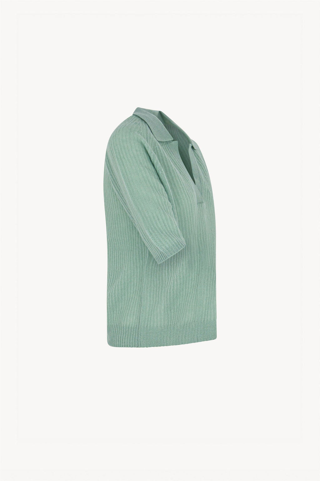 Polo a Costa Inglese in Puro Cashmere Verde Giada