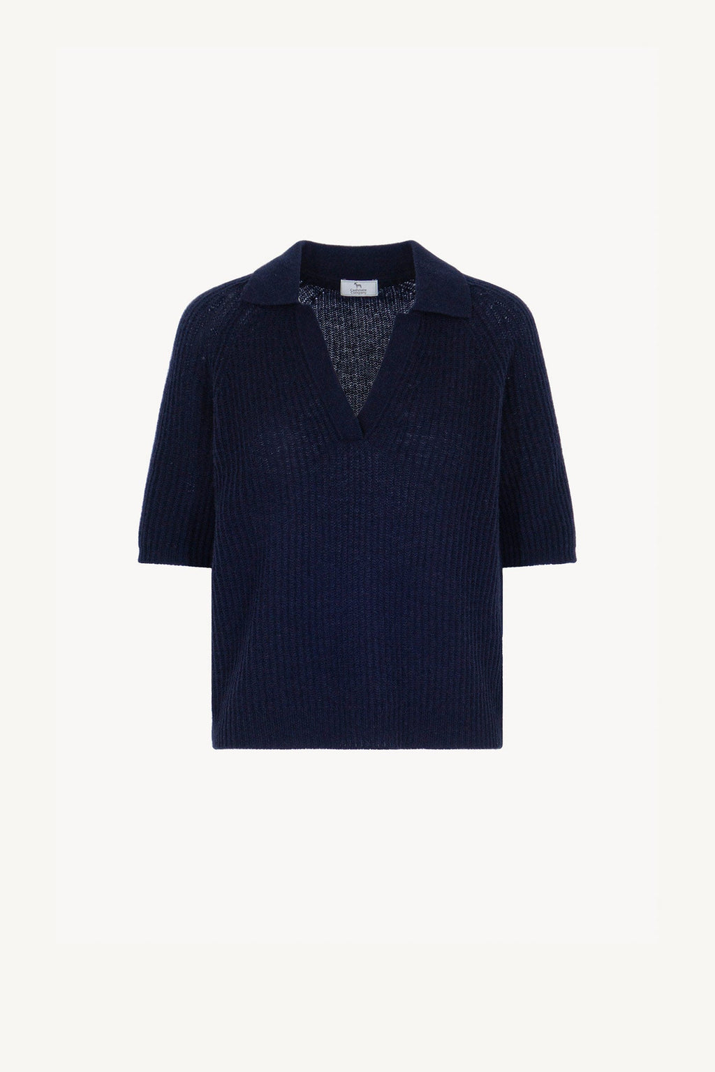 Polo a Costa Inglese in Puro Cashmere Blu Notte