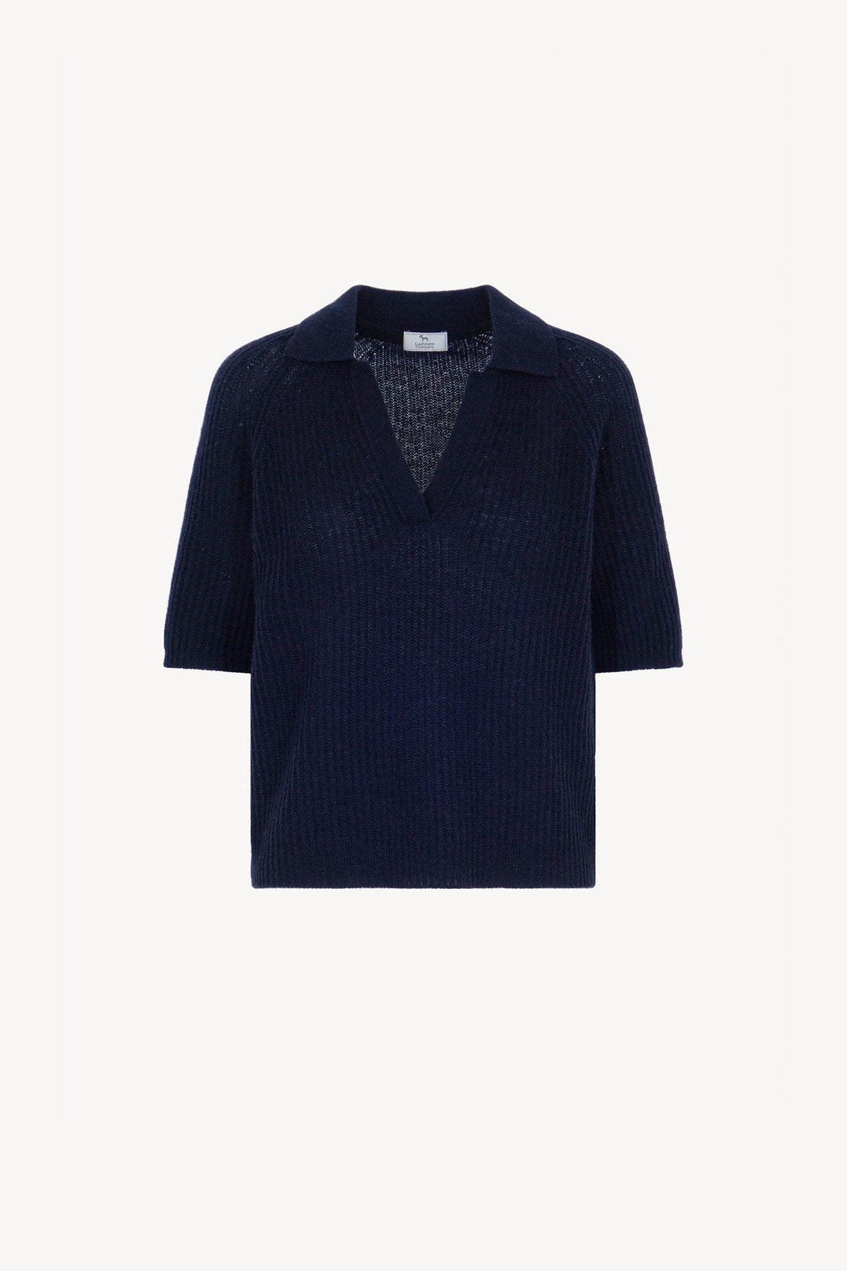 Polo a Costa Inglese in Puro Cashmere Blu Notte