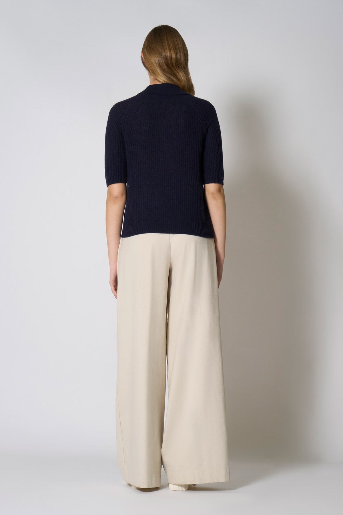 Polo a Costa Inglese in Puro Cashmere Blu Notte
