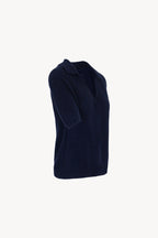Polo a Costa Inglese in Puro Cashmere Blu Notte