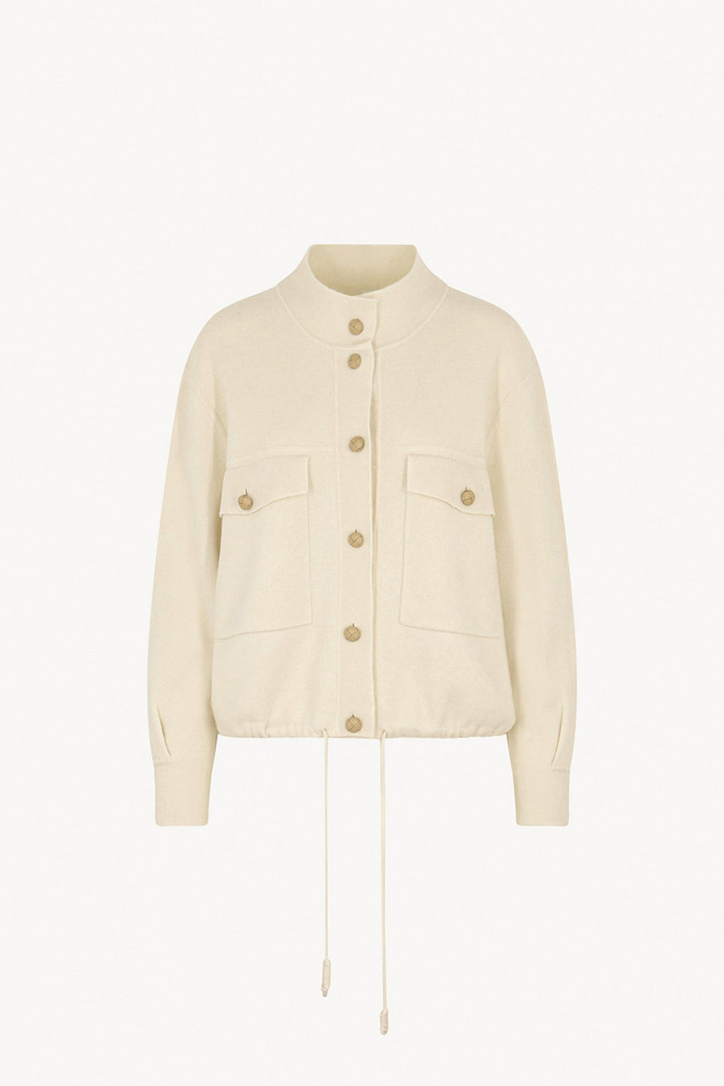 Bomber in Punto Stoffa in Puro Cashmere Latte
