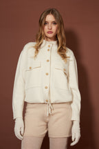 Bomber in Punto Stoffa in Puro Cashmere Latte