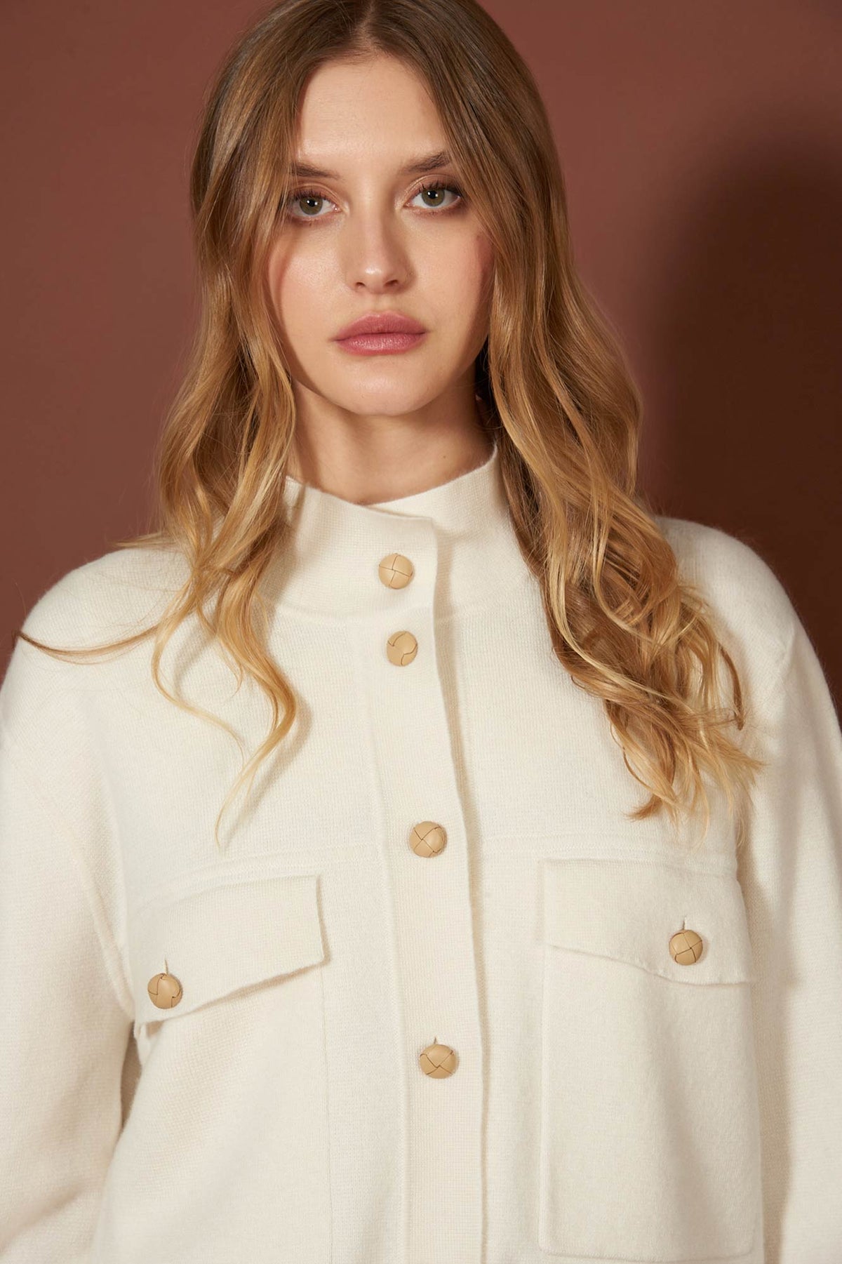 Bomber in Punto Stoffa in Puro Cashmere Latte