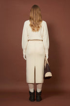 Gonna Lunga in Punto Stoffa in Puro Cashmere Latte